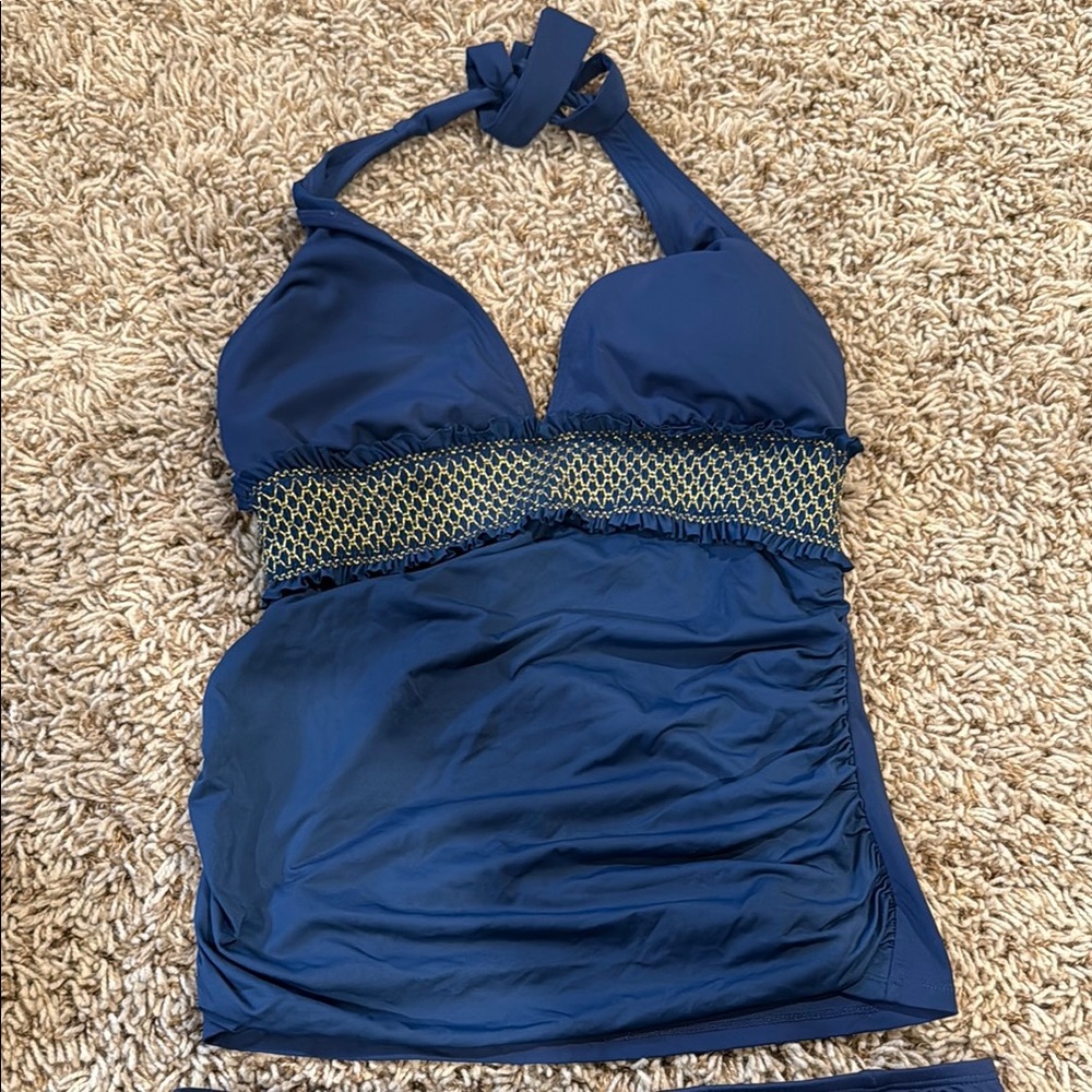 Women's Blue Halter Swim Top